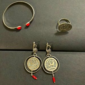 Traditional Sterling Silver jewelry, earrings bracelet and ring handmade
